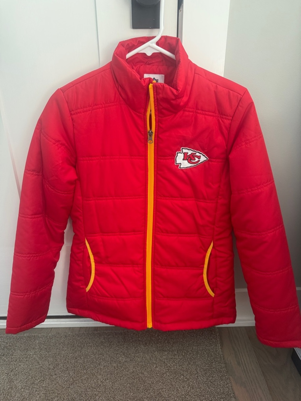 NFL Red Puffer Jacket with Yellow Trim
